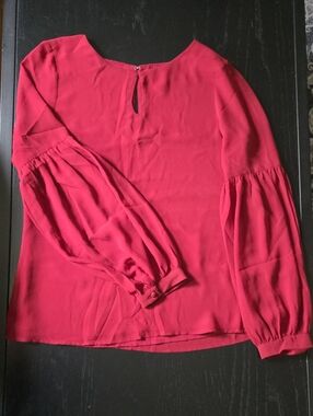 Express Burgundy Balloon-Sleeve Blouse